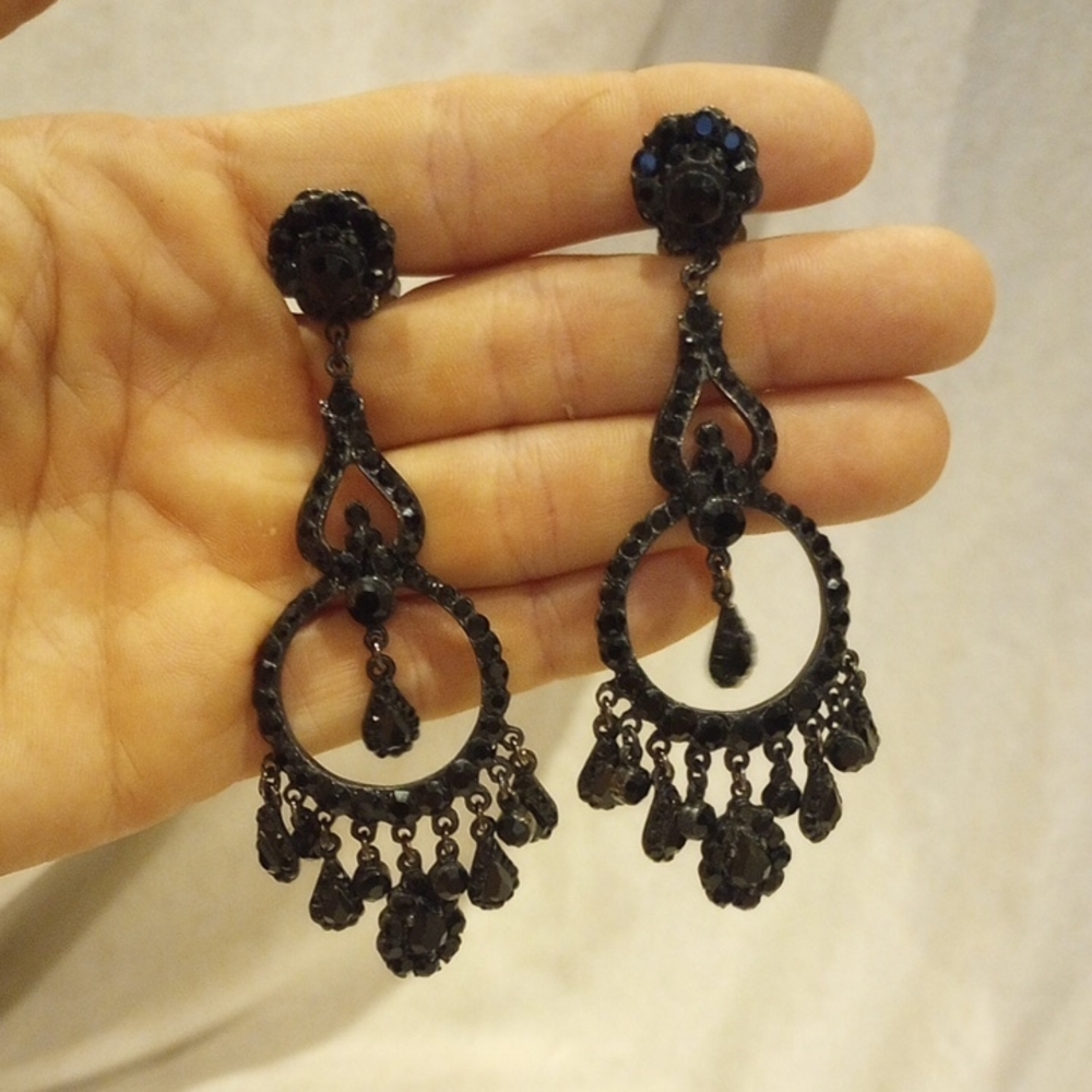 Maria Barrera Elegant Black Dangle Earrings